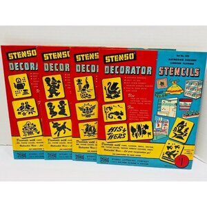 VTG Stenso Decorator Stencils Lot of 4 USA 24 Stencils 1959 Complete #601-#604